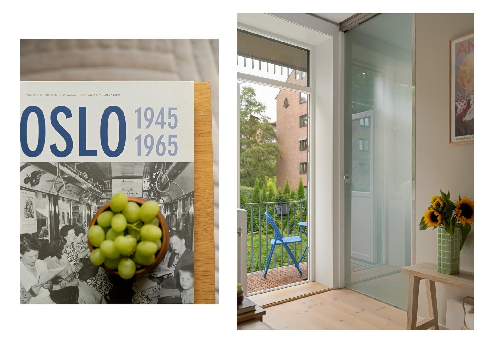 Vi går videre inn til soverommet som er adskilt fra stuen med skyvedør i frostet glass. Galleribilde