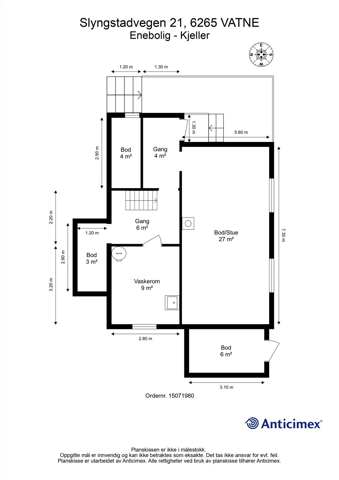 Målsatt plantegning kjeller Galleribilde