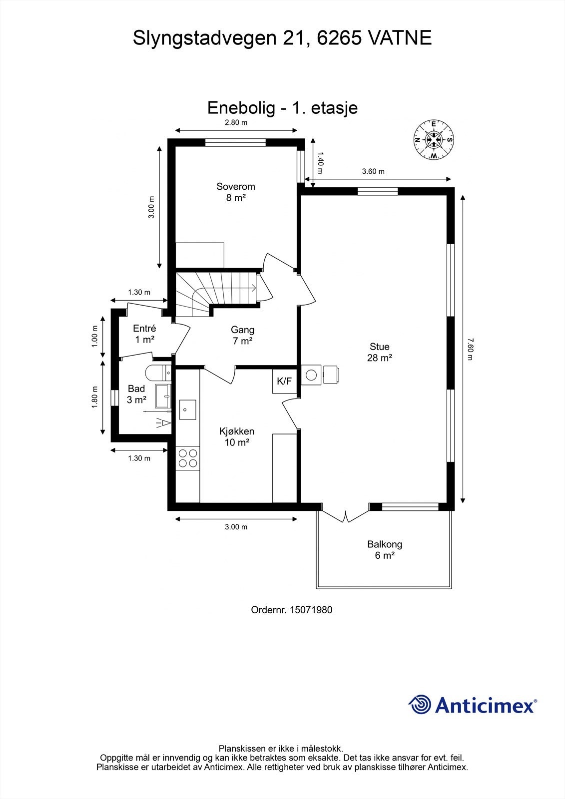 Målsatt plantegning 1. etasje Galleribilde