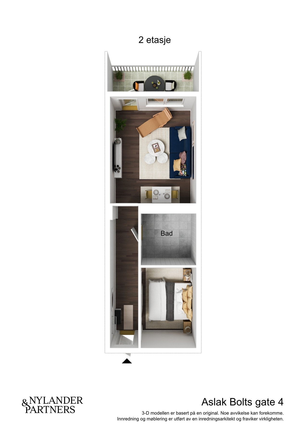 Planskissen i 3D. Det medfølger en bod i kjeller Galleribilde