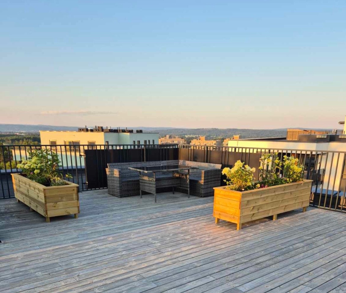 Nydelig felles takterrasse. Galleribilde