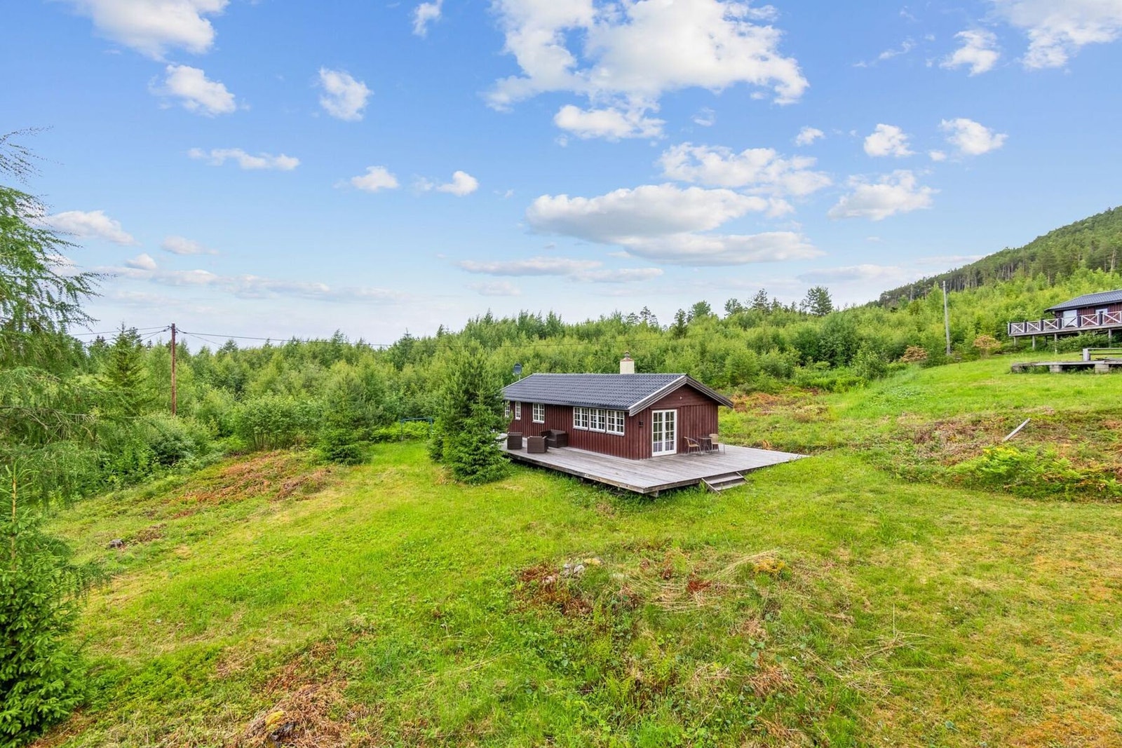 Hytta ligger på Frosta, et meget populært sted for fritidsboliger. Galleribilde