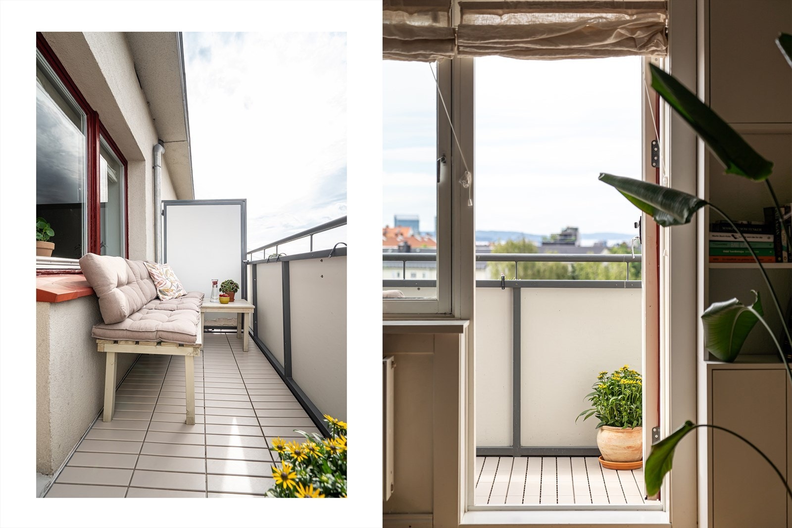 Fra stuen er det utgang til en sydvendt balkong på ca. 4 m², med fantastiske solforhold og vidstrakt utsikt ut over byen. Galleribilde