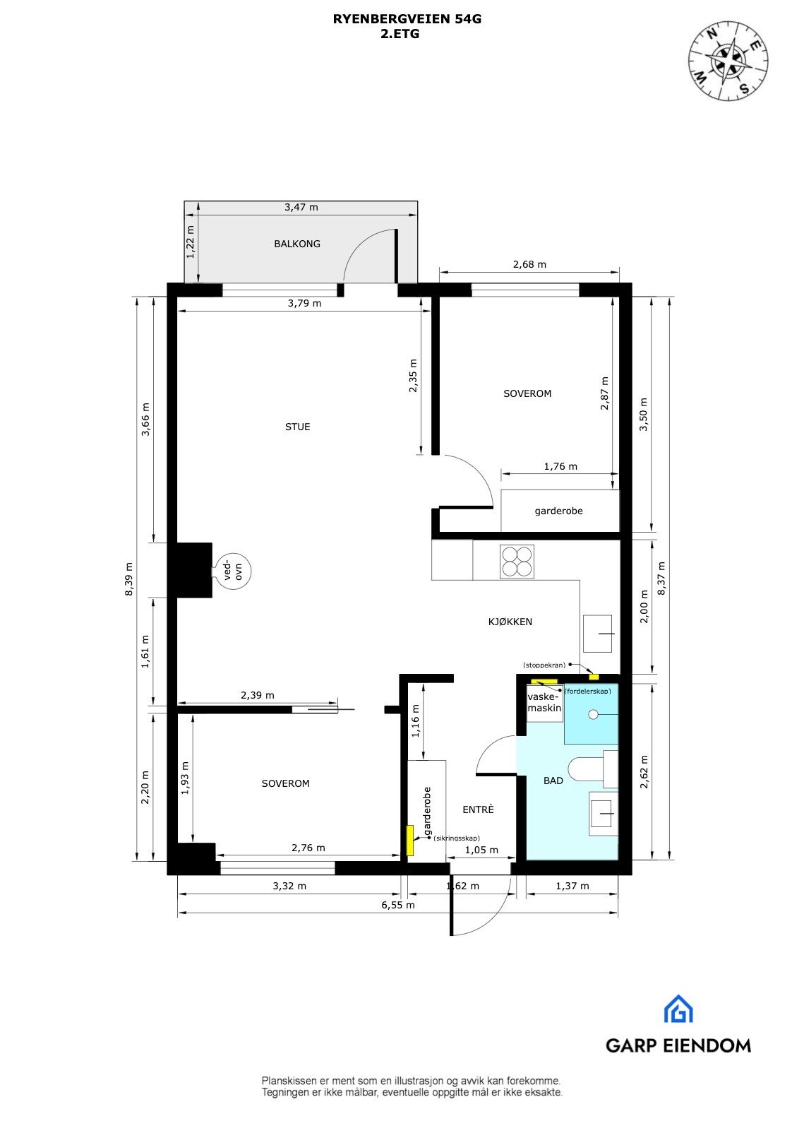Perfekt planløsning med fine soneinndelinger og to gode soverom. Galleribilde