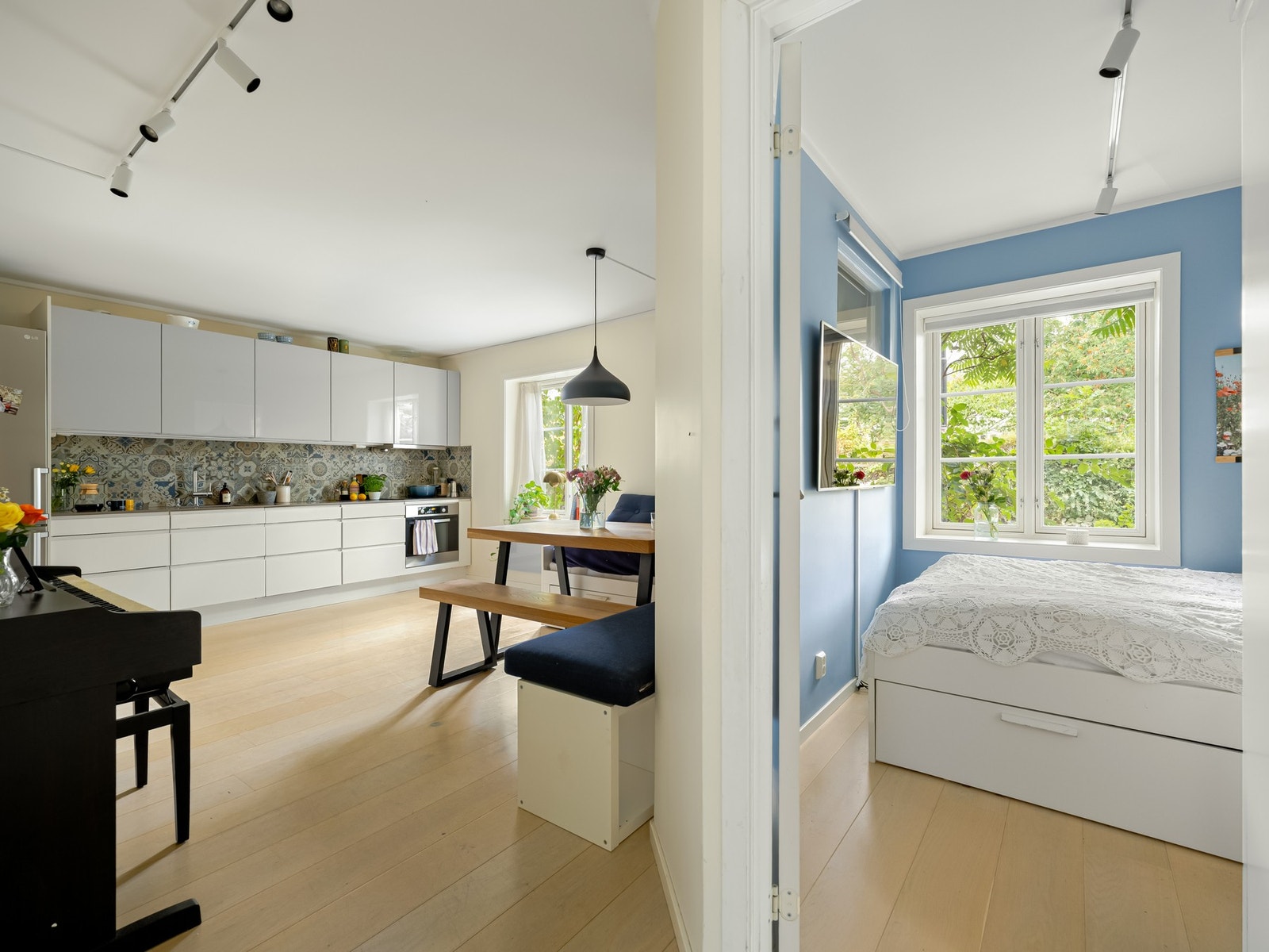 Det andre soverommet ligger vendt mot en trafikkfri del av Maridalsveien. Galleribilde