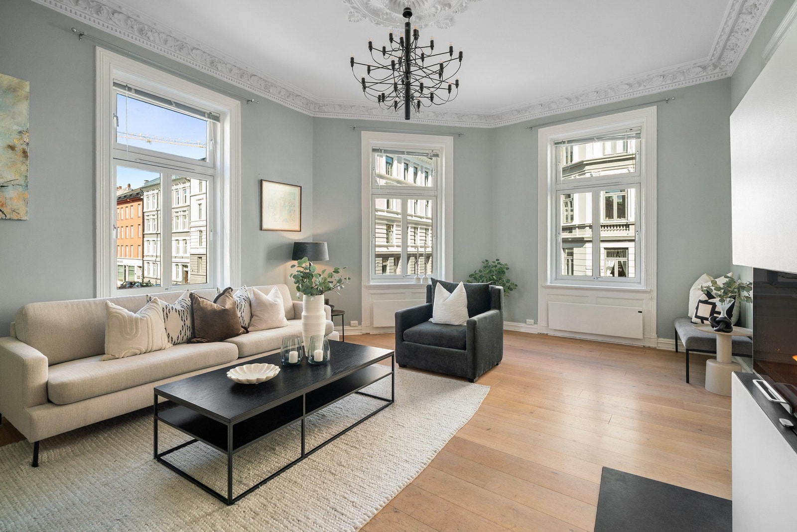 Hjørneleiligheten er på 105kvm. Galleribilde