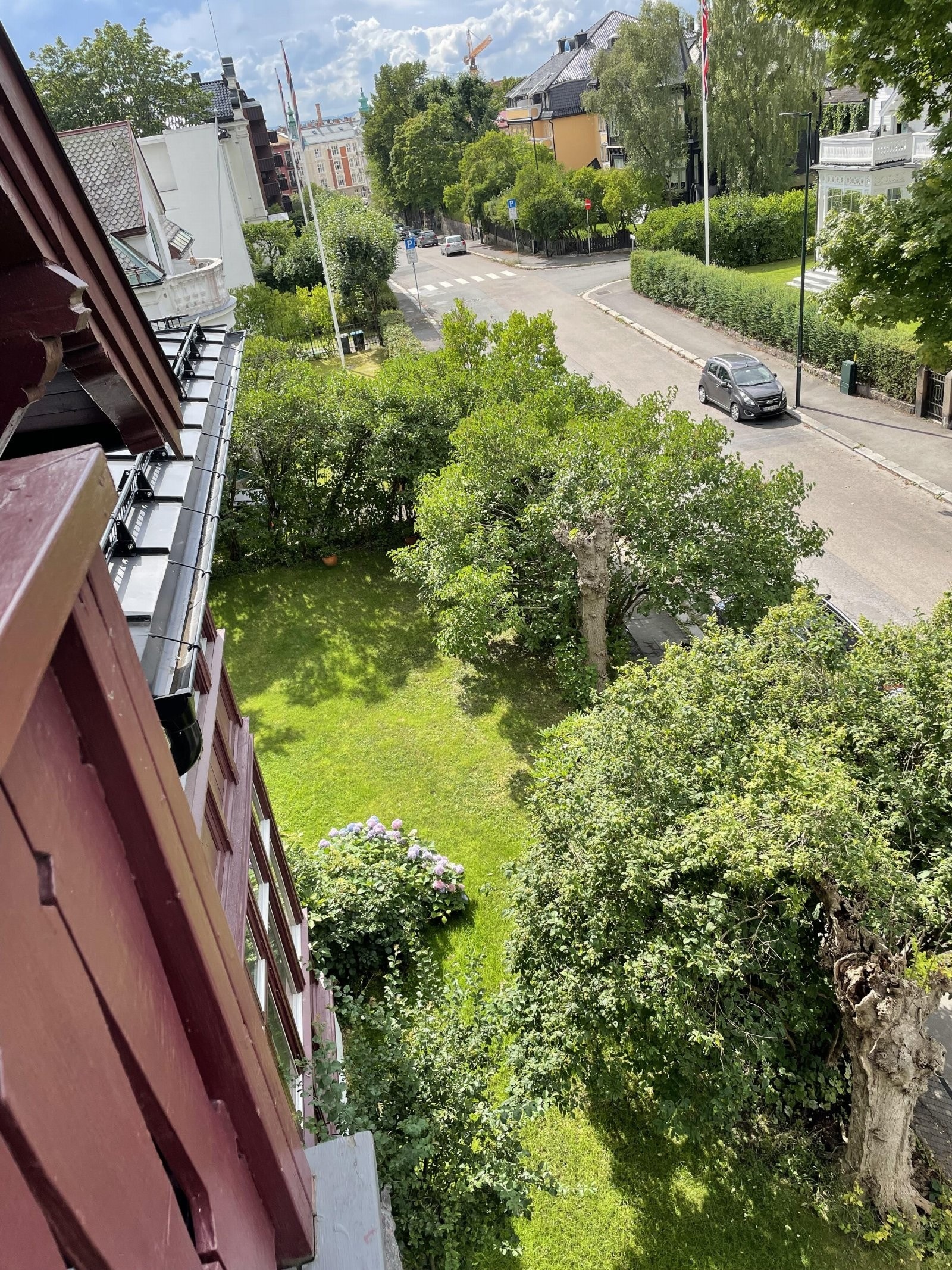 Sommerbilde av den vakre og frodige hagen tatt av selger. Galleribilde