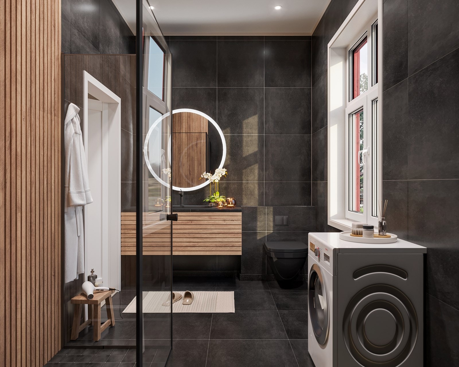 Leilighetene får moderne baderom med gulvvarme, gulvfliser, downlights og lettstelte baderomsplater på veggene.
Illustrasjonsfoto - avvik kan forekomme Galleribilde