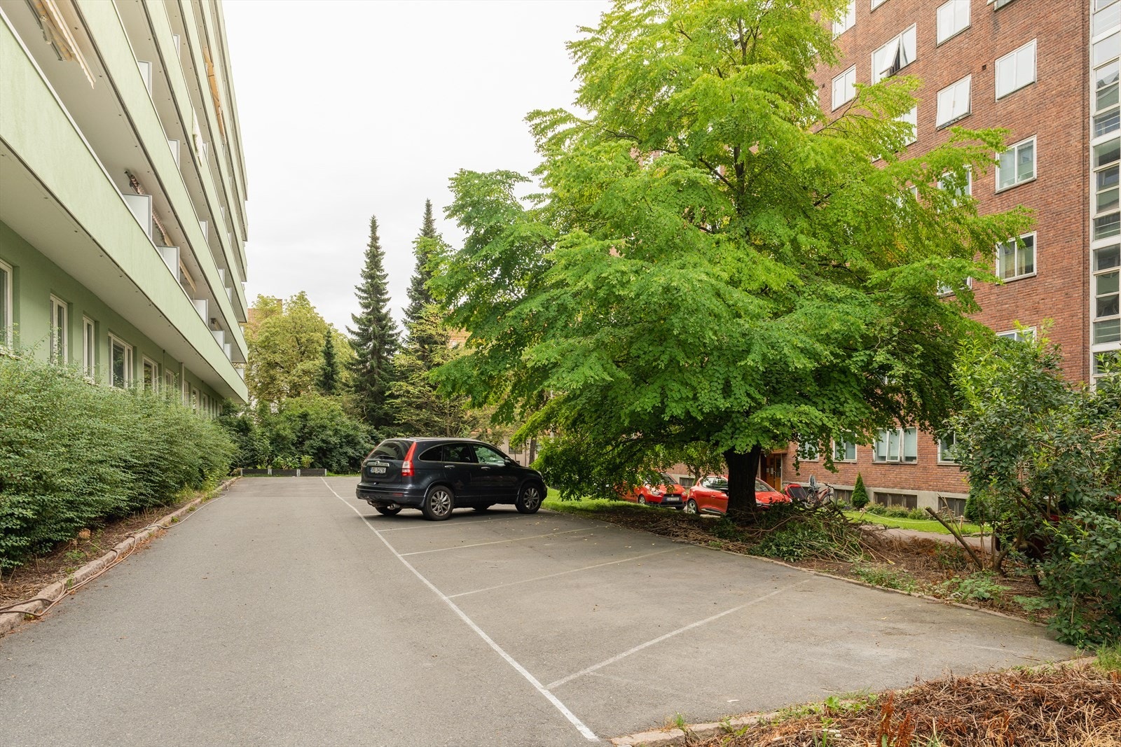 Parkeringsplassene er både foran og bak bygningen Galleribilde