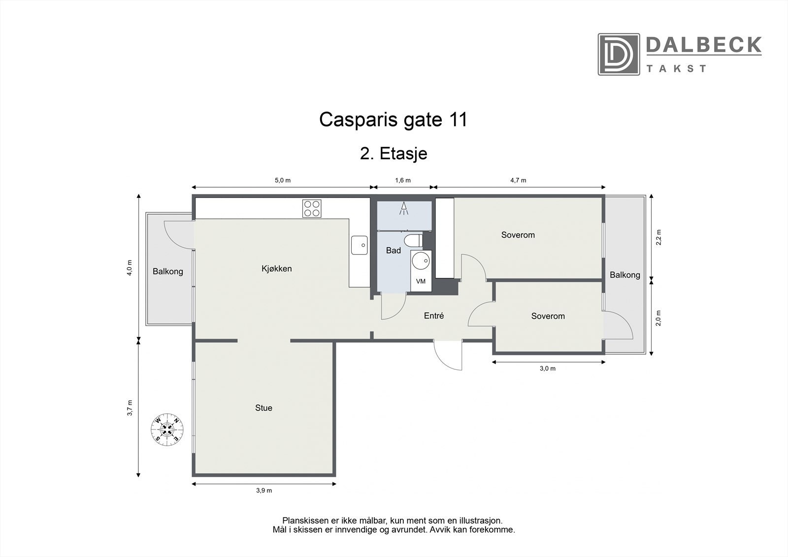 Plantegning - I tillegg disponerer leiligheten en kjellerbod på ca. 3 kvm. Galleribilde