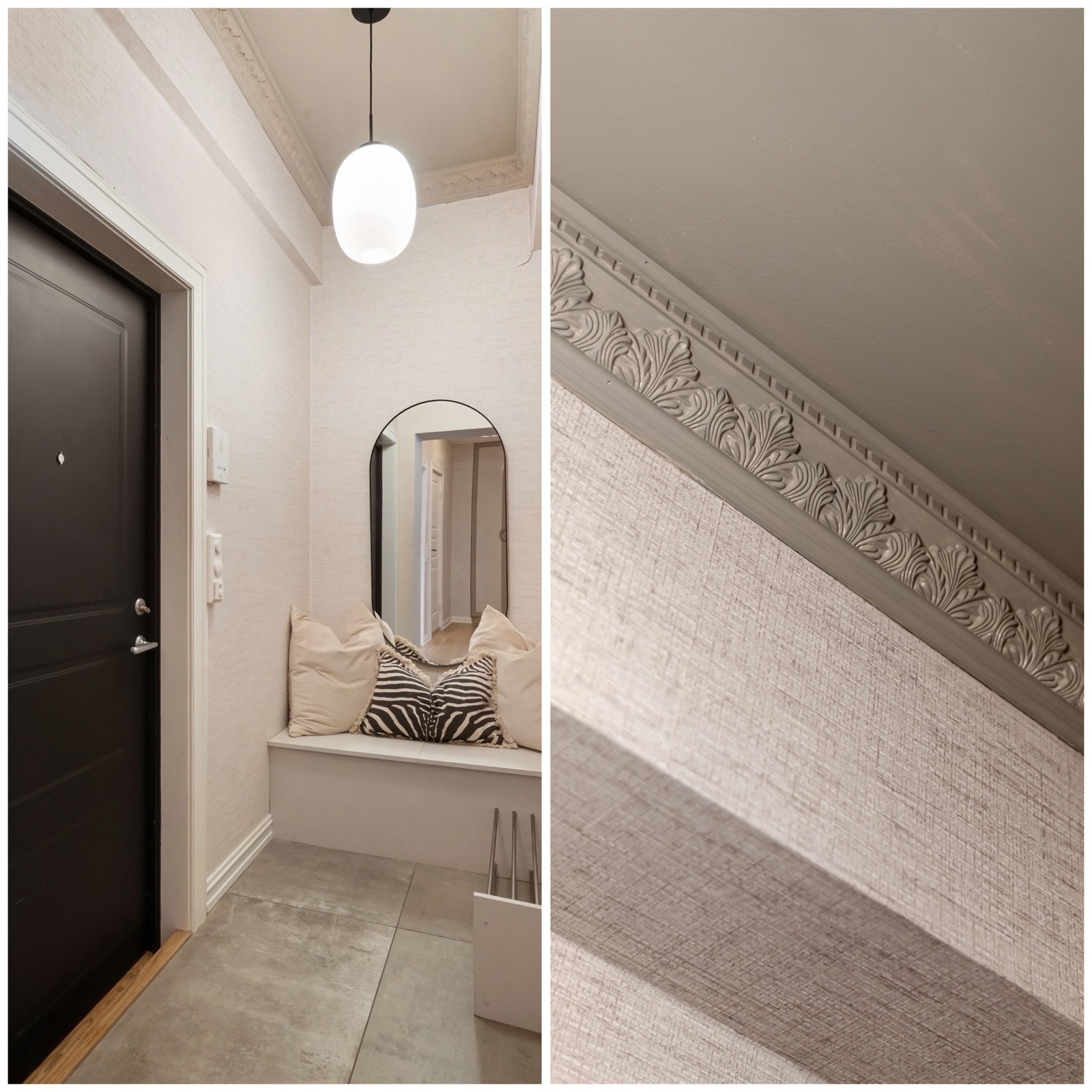 Dekorlister tilfører et gjennomført og stilfullt førsteinntrykk. Galleribilde