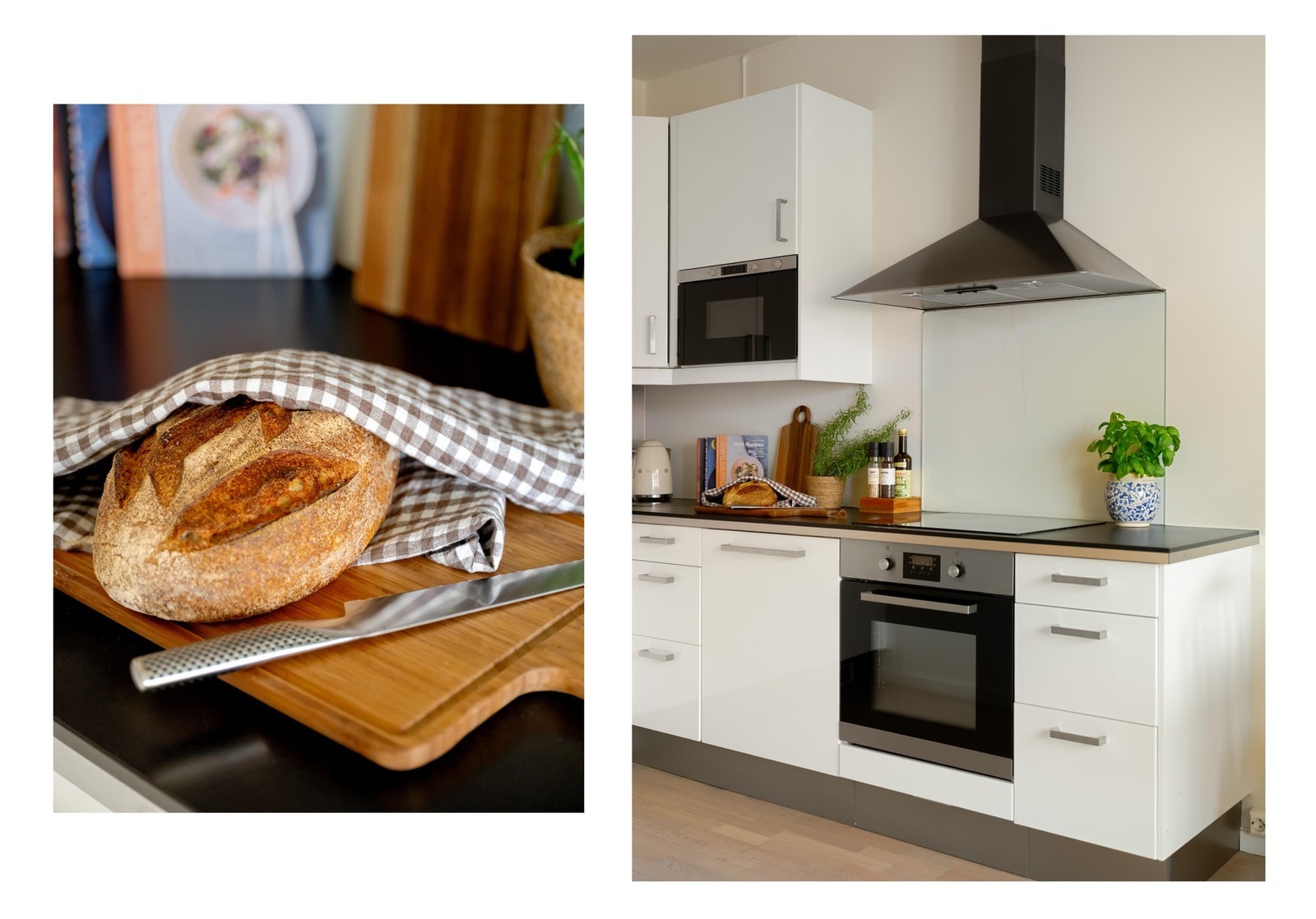 Om noen skulle være i tvil om vi nå er på kjøkkenet eller badet, tar vi med et bilde av et brød for å understreke at dette er kjøkkenet. Galleribilde