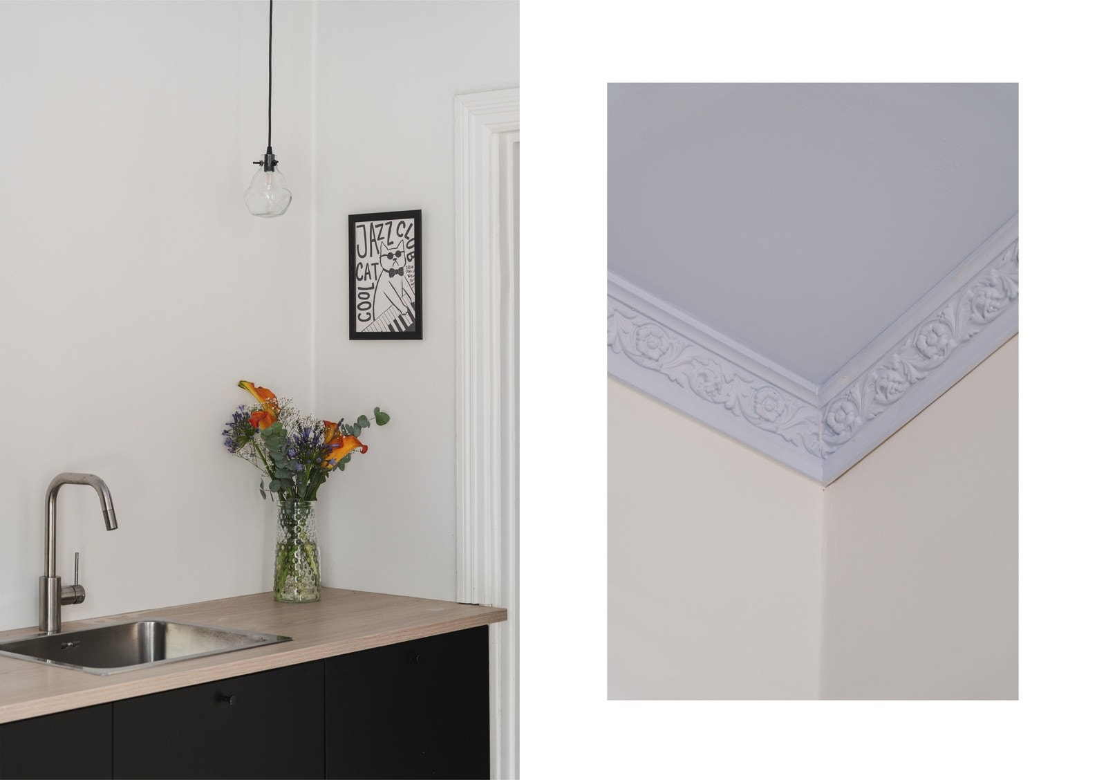 God takhøyde på opp mot 2,78 m og rommet har en nydelig stukkatur. Galleribilde