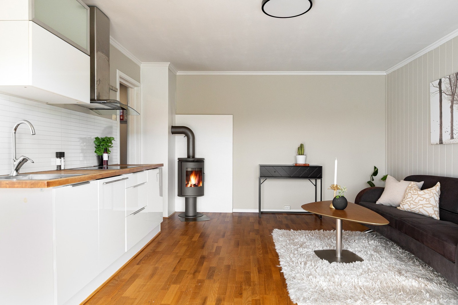 Peisovn i stuen varmer godt på kalde dager. Galleribilde