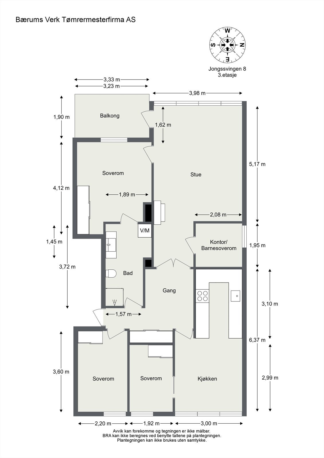 Plantegning Jongssvingen 8 - 3. etasje. Galleribilde