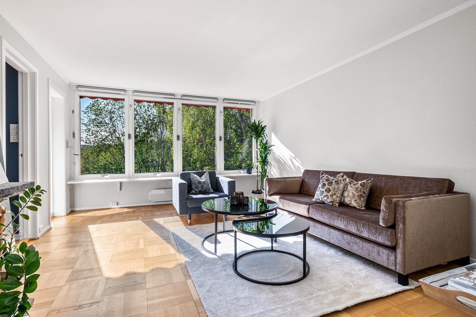 Stuen har gode møbleringsmuligheter med god plass til sofagruppe med tilhørende møblement. Galleribilde