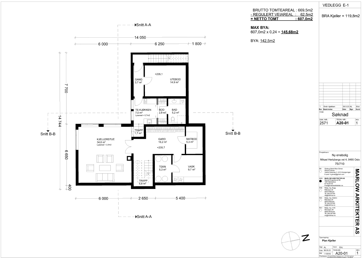 Illustrasjon: Kjellerplan utarbeidet av Marlow Arkitekter AS Galleribilde