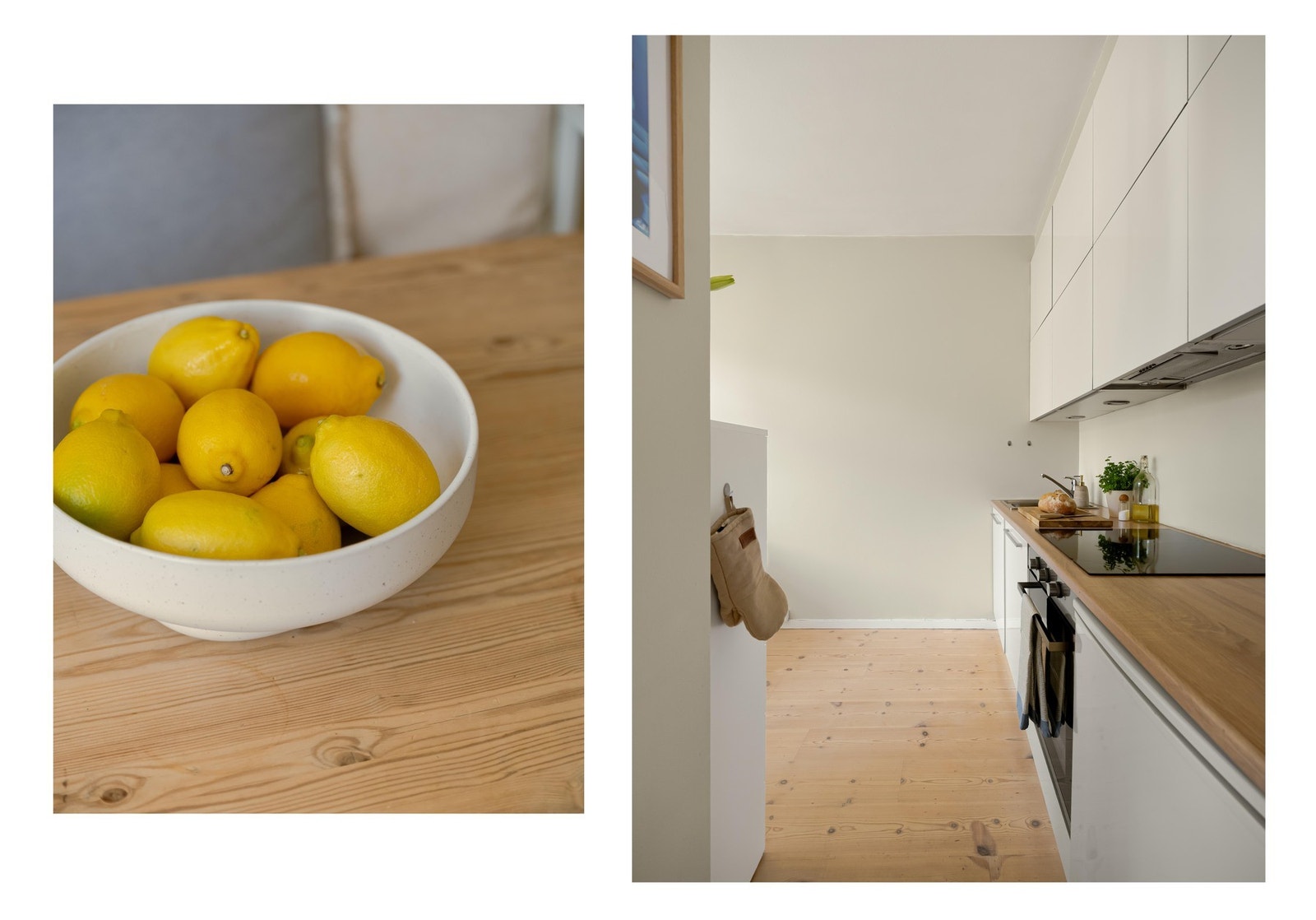 Kjøkkenet utnytter plassen og takhøyden optimalt til lagring med ekstra høye overskap. Galleribilde