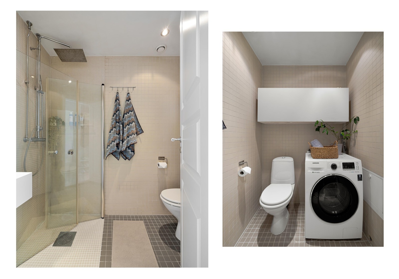 Badet er hyggelig og delikat fra 2006. Det er lune varmekabler i gulv og downlights i tak. Galleribilde