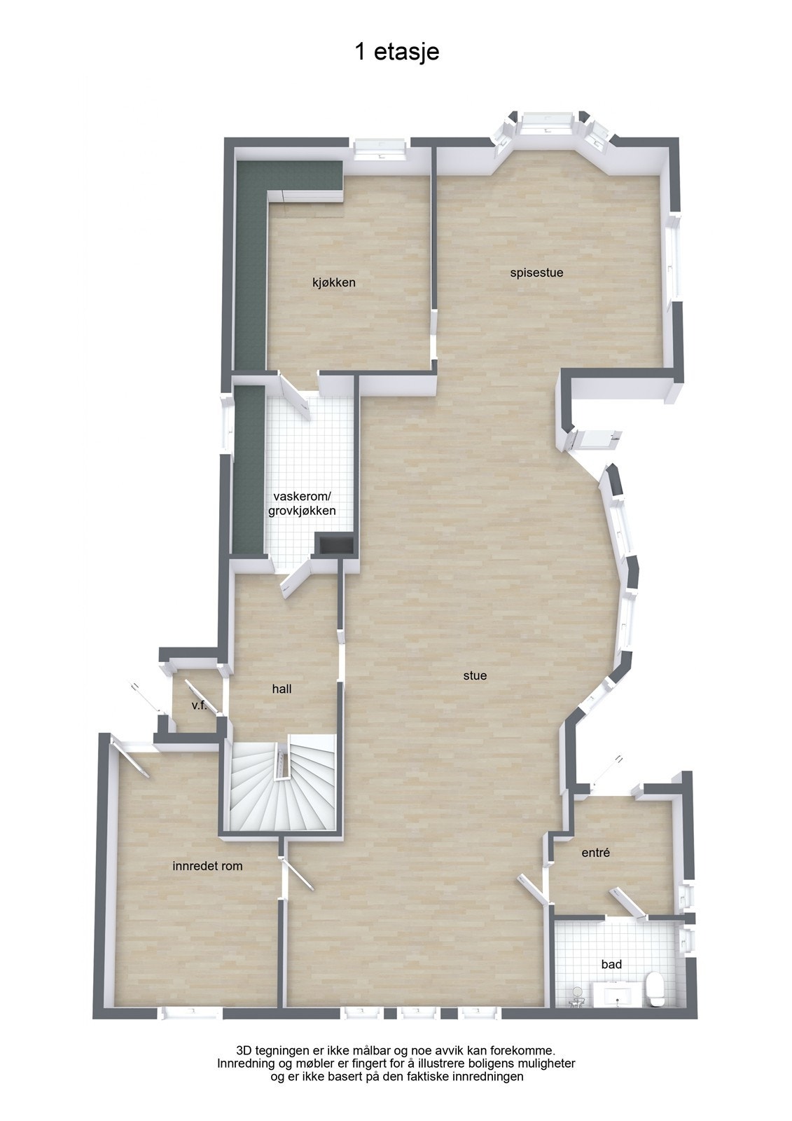 Planløsning 1 etg. Galleribilde