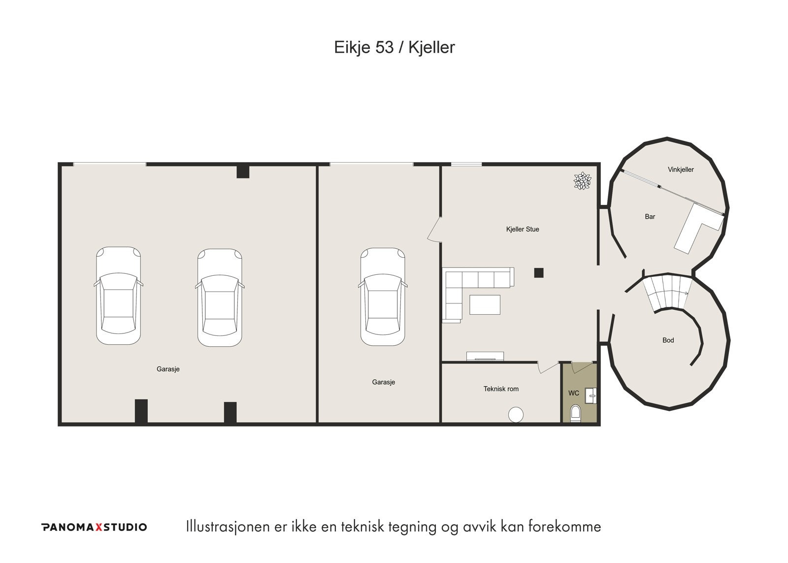 Plantegning under etasje. Galleribilde