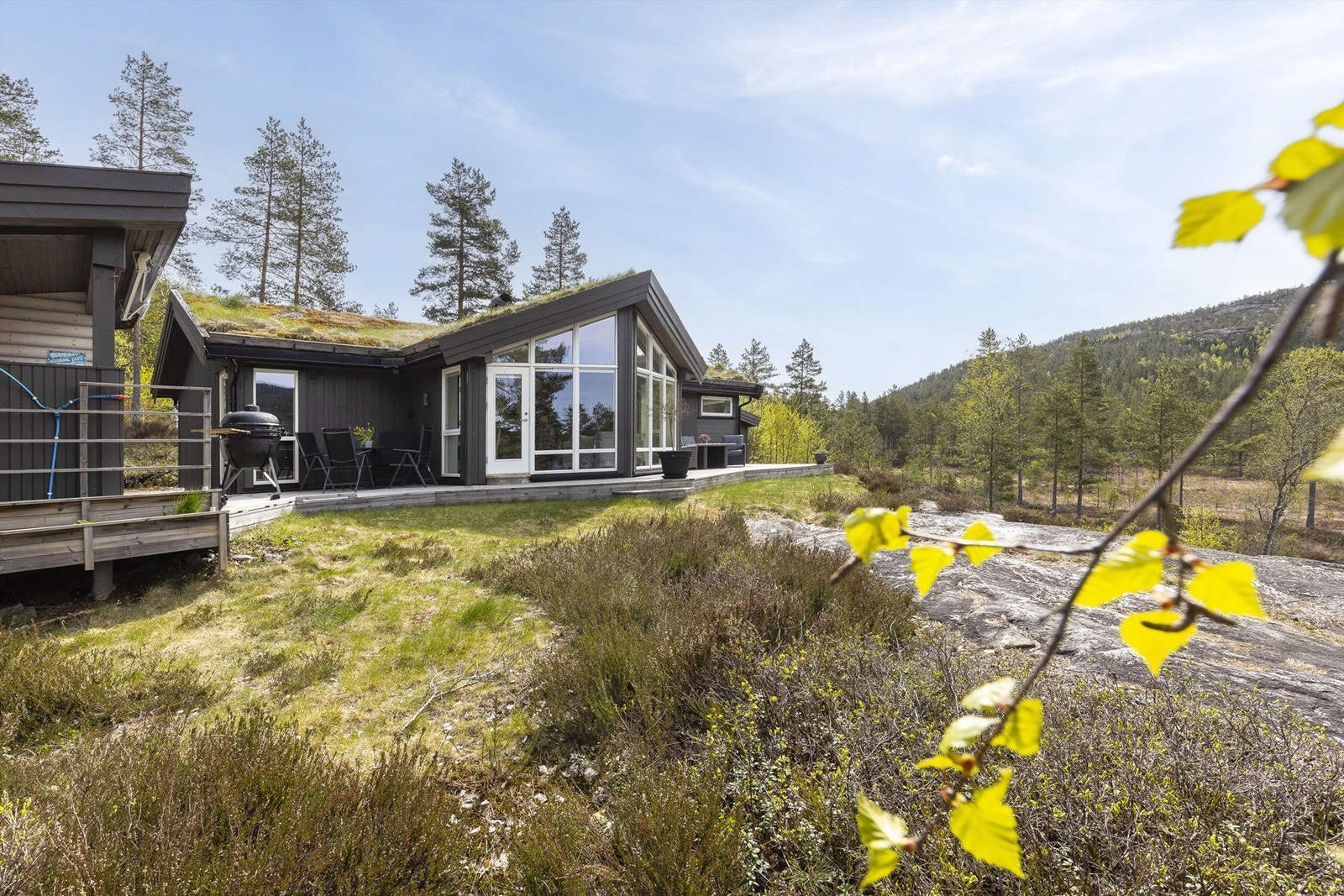 Flott og moderne hytte kombinert med klassisk torvtak. Vakkert og lekkert. Galleribilde