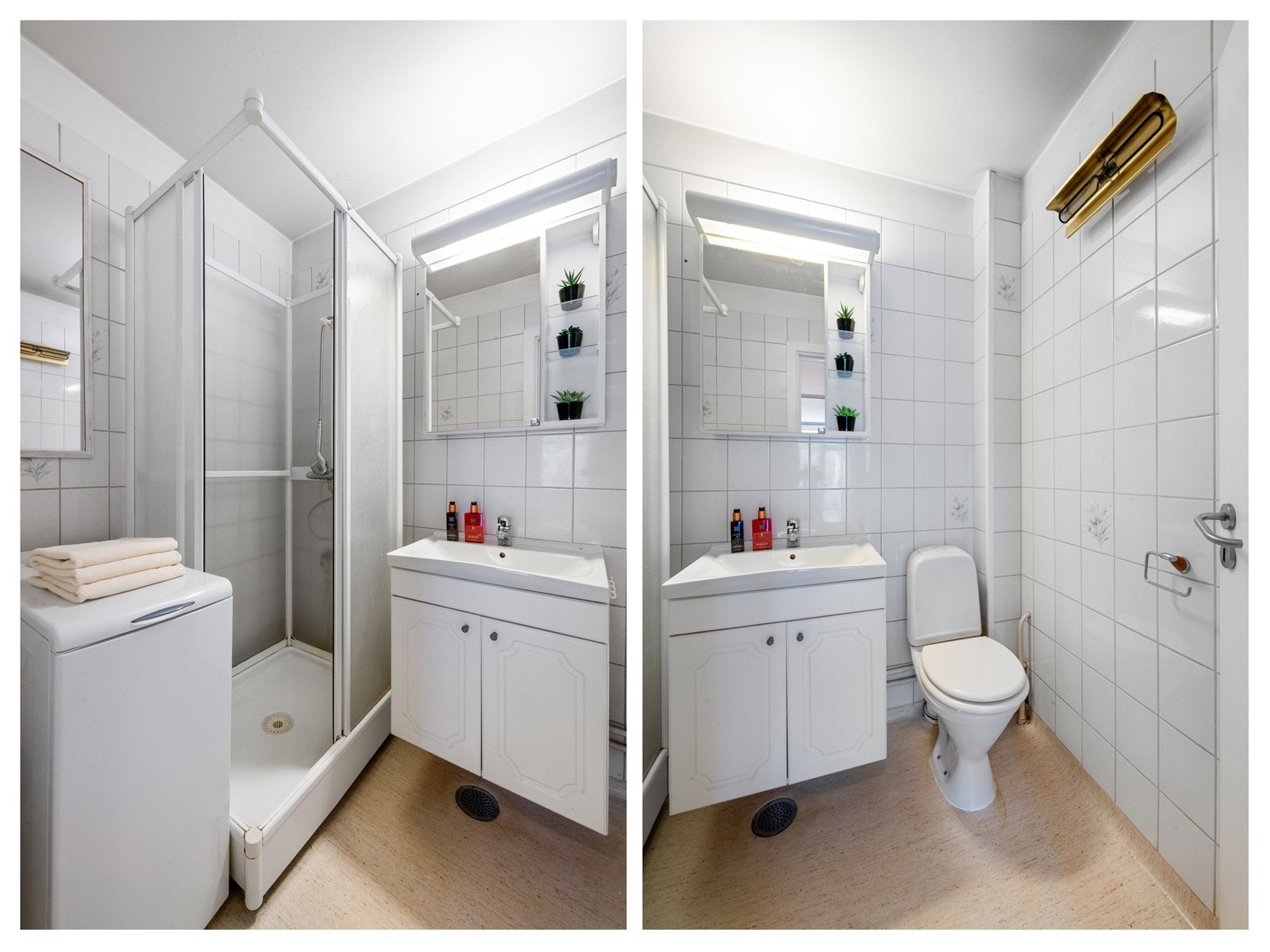 Lyst bad med opplegg for vaskemaskin Galleribilde