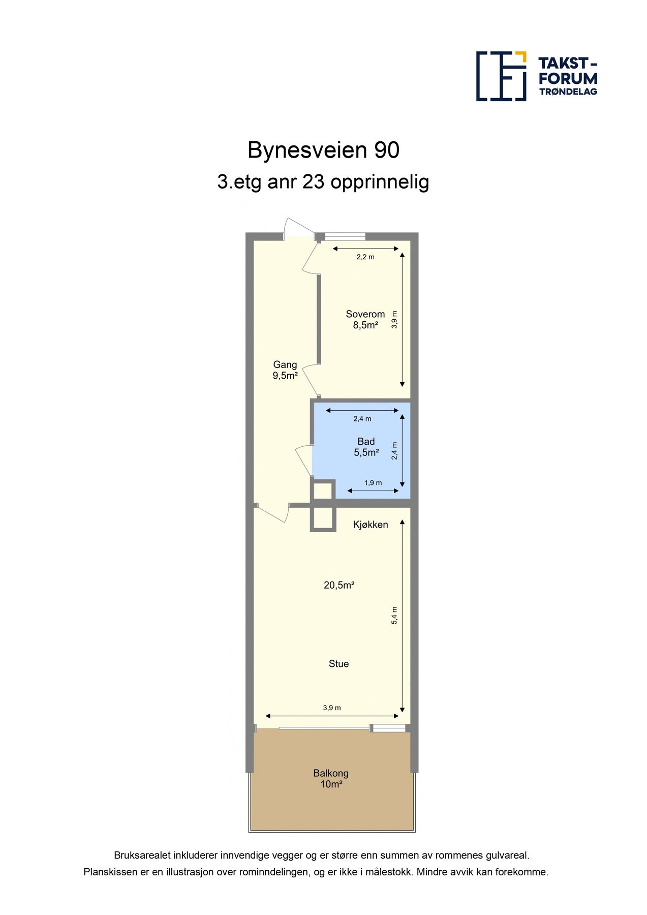 Dette er den opprinnelige plantegningen fra kommunen. Det er i ettertid satt opp en vegg for å skille av soverommet og etablere et kontor/alkove. Veggen kan enkelt fjernes, slik at planløsningen tilbakeføres til opprinnelig stand. Galleribilde