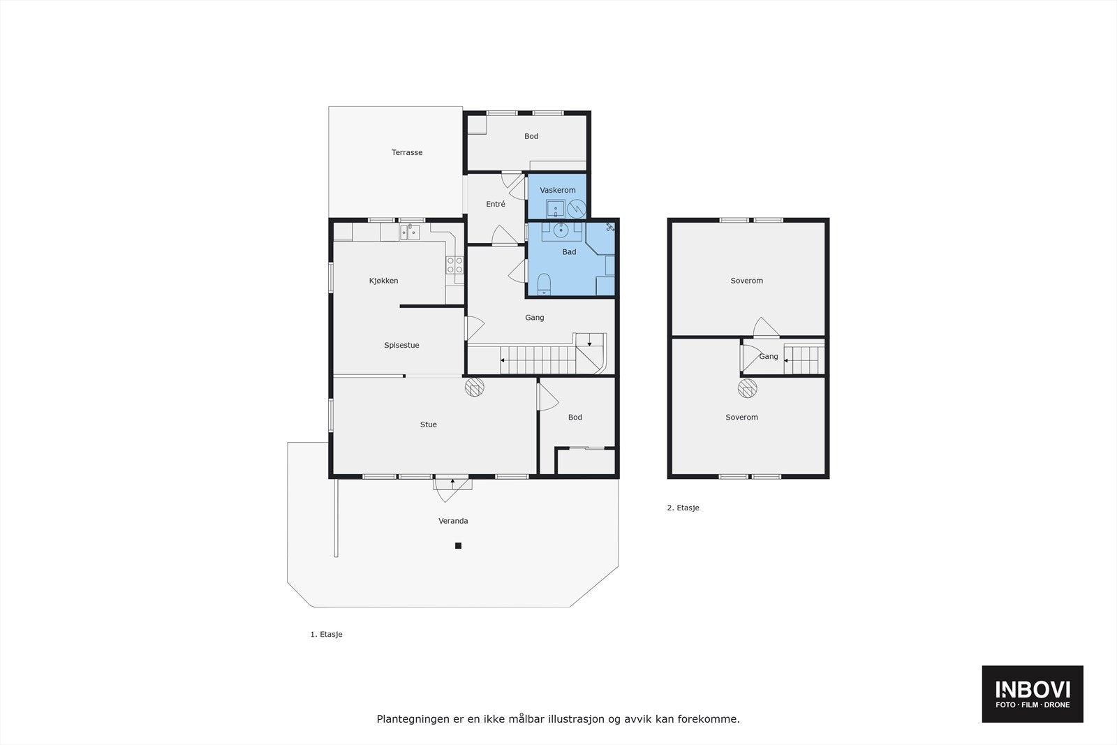 Planskisse begge etasjer Galleribilde