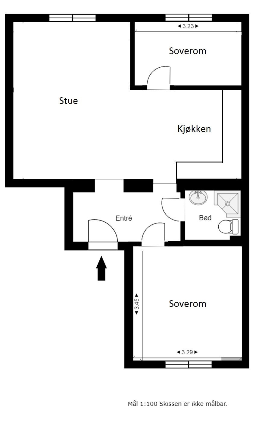 Alternativ plantegning. Kjøper må selv undersøke om planløsningen lar seg gjennomføre. Galleribilde