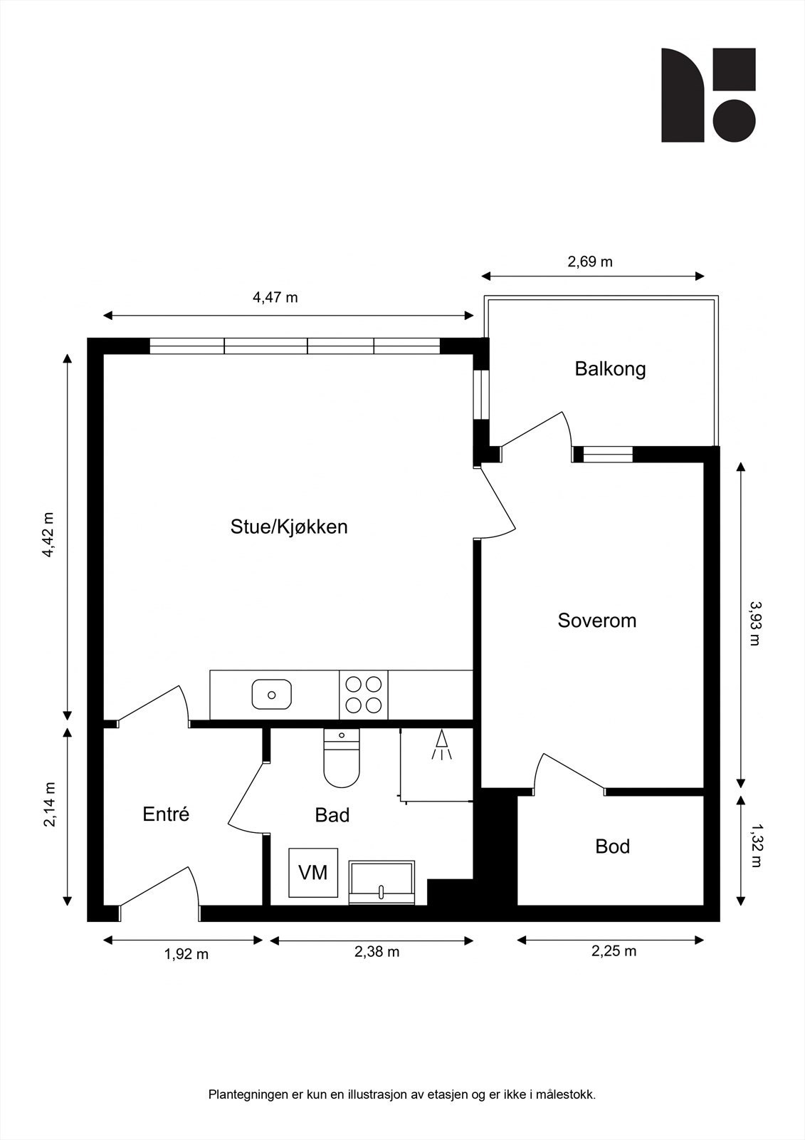 Målbar planskisse - 4. etasje Galleribilde