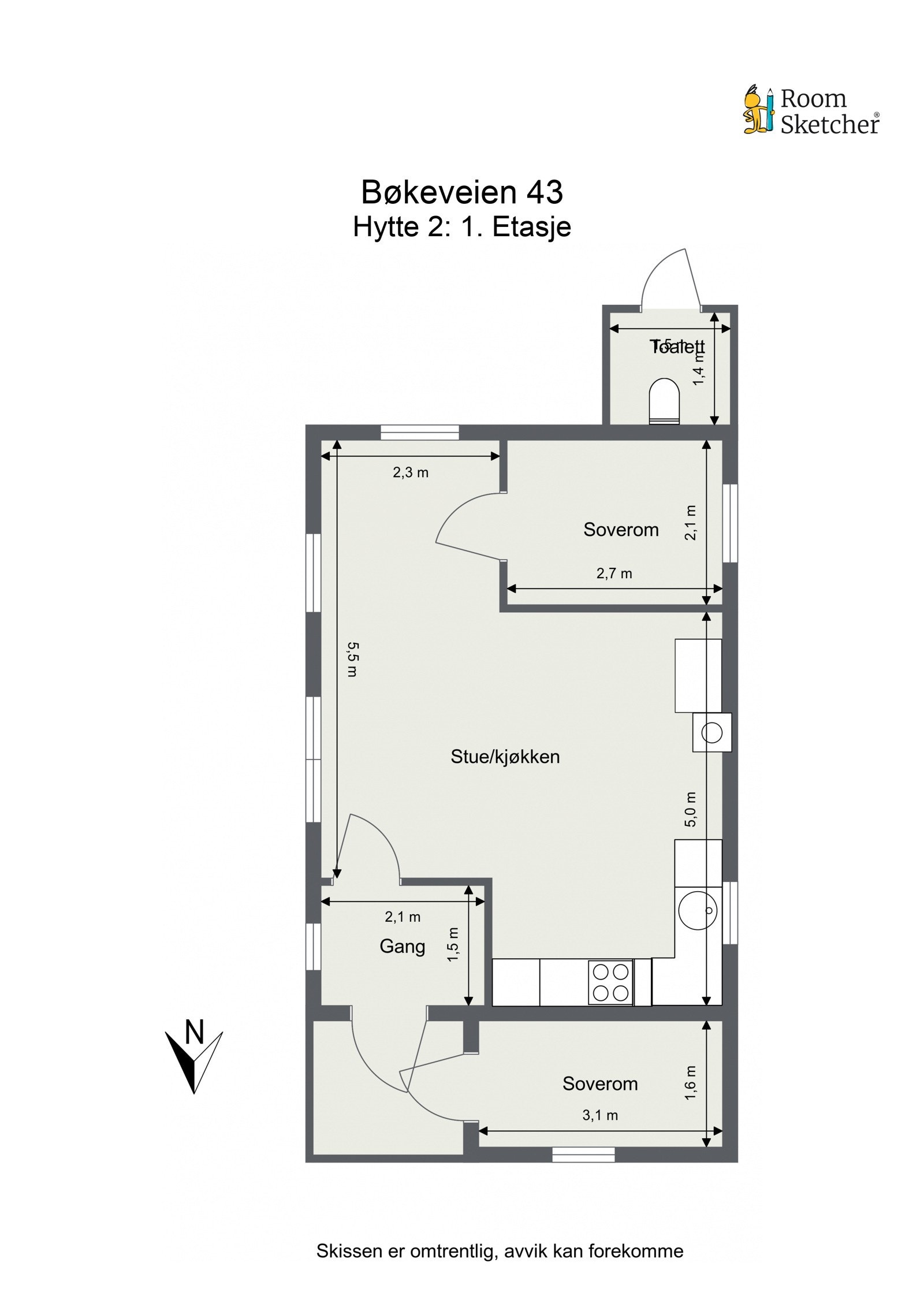 Plantegning for hytte 2. Galleribilde