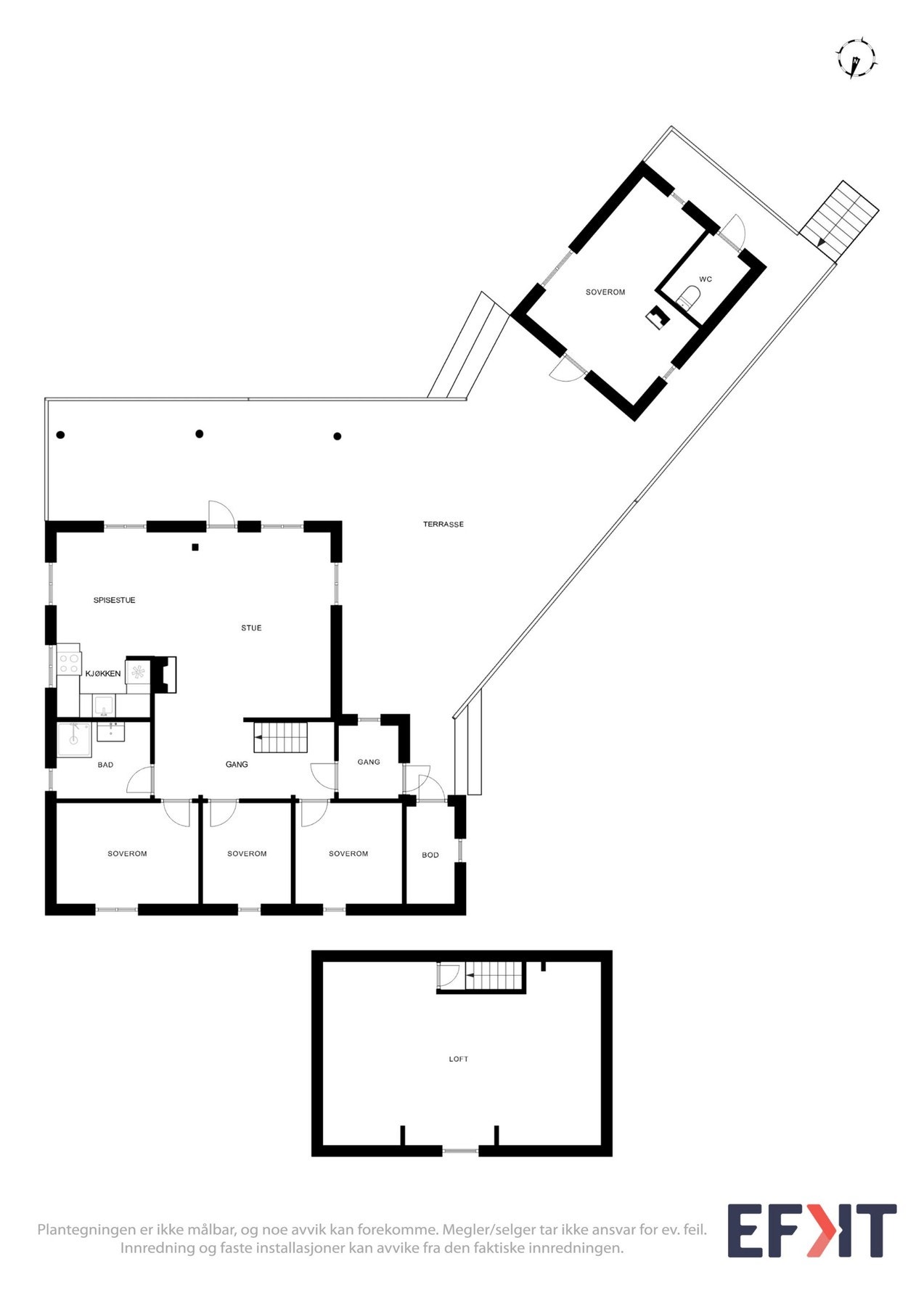 Plantegning som viser alle etasjer. Galleribilde