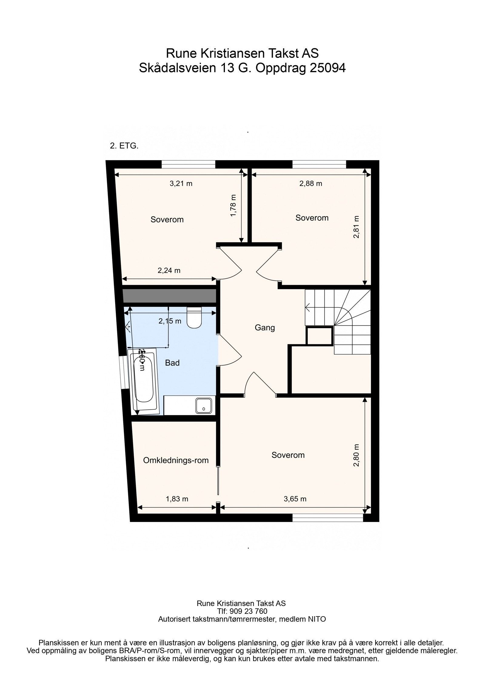 Toppetasje, tre soverom og romslig bad. Galleribilde