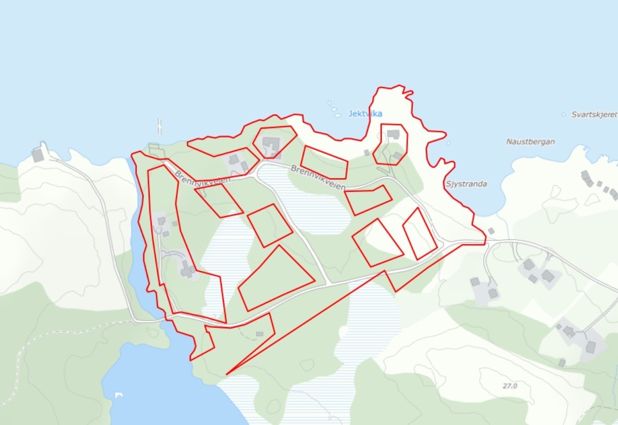 Grunnkart over hovedteig. Galleribilde