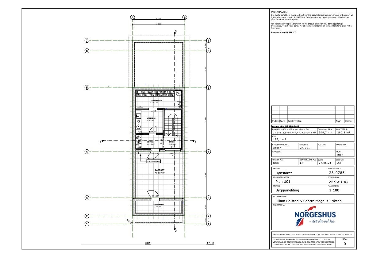 Plantegning underetasje. Galleribilde