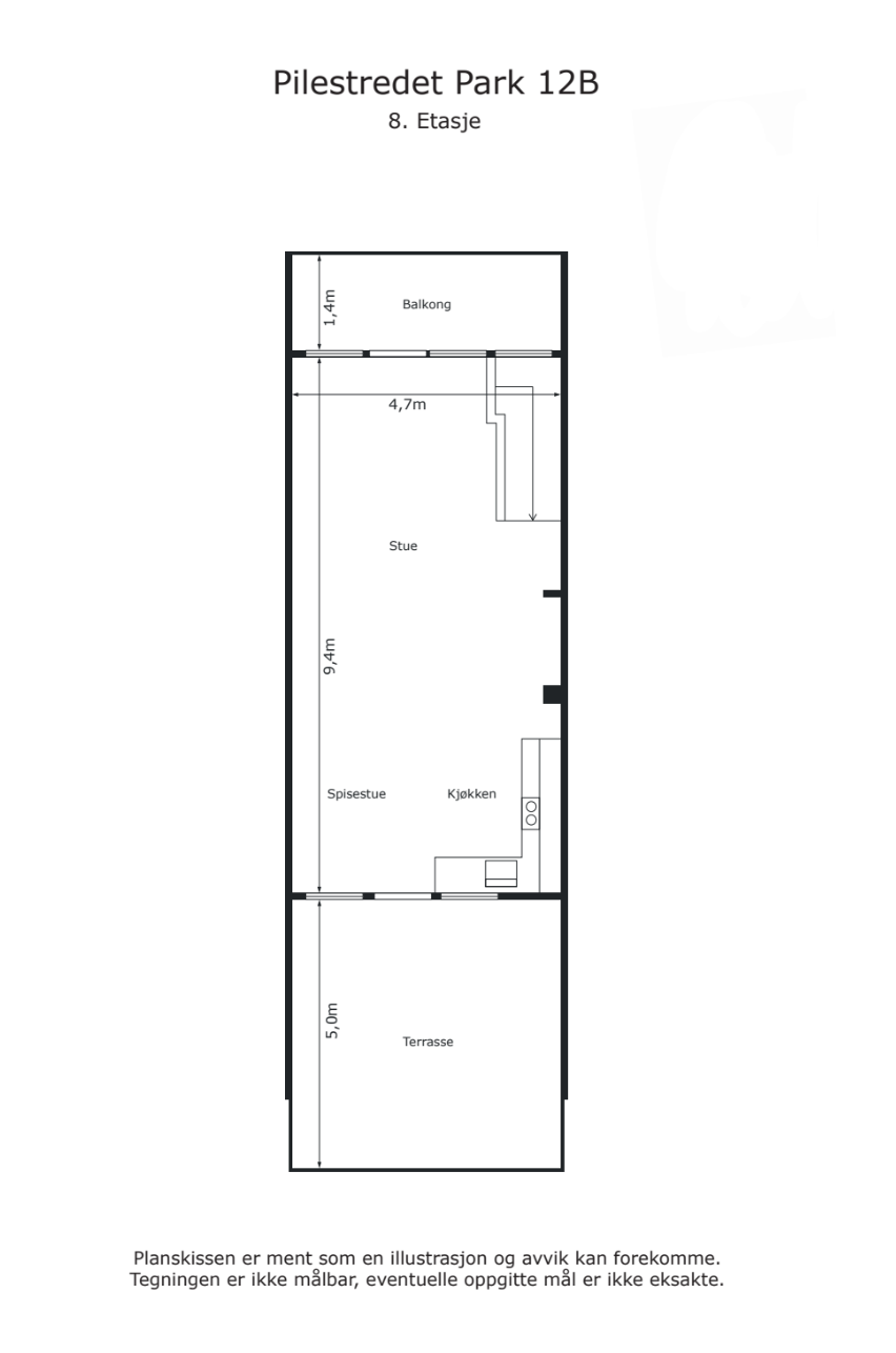 Plantegning 8. etasje. Galleribilde