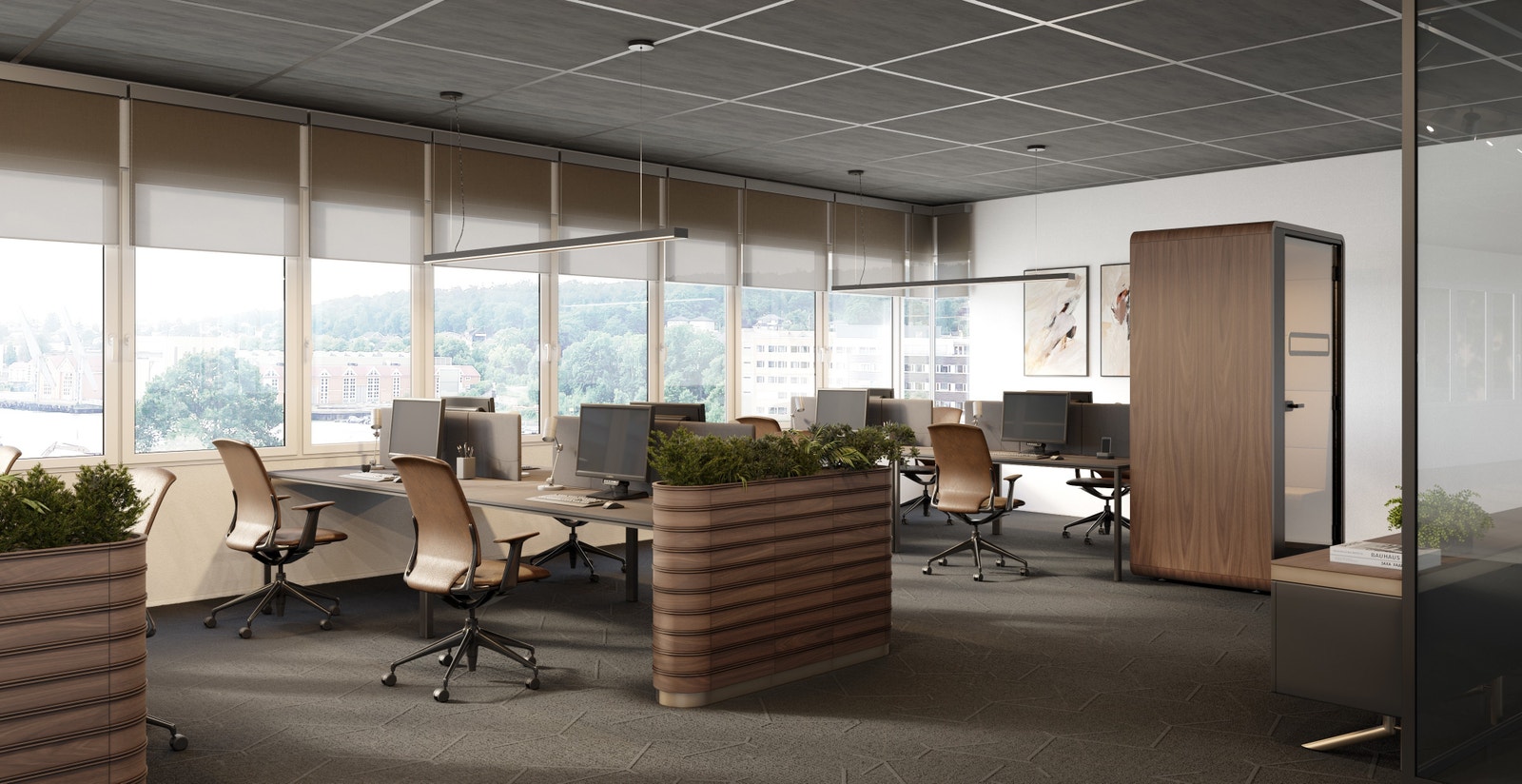 Illustrasjon fra 4.etg mot Kaldnes (syd) etter en eventuelt ombygging. Galleribilde