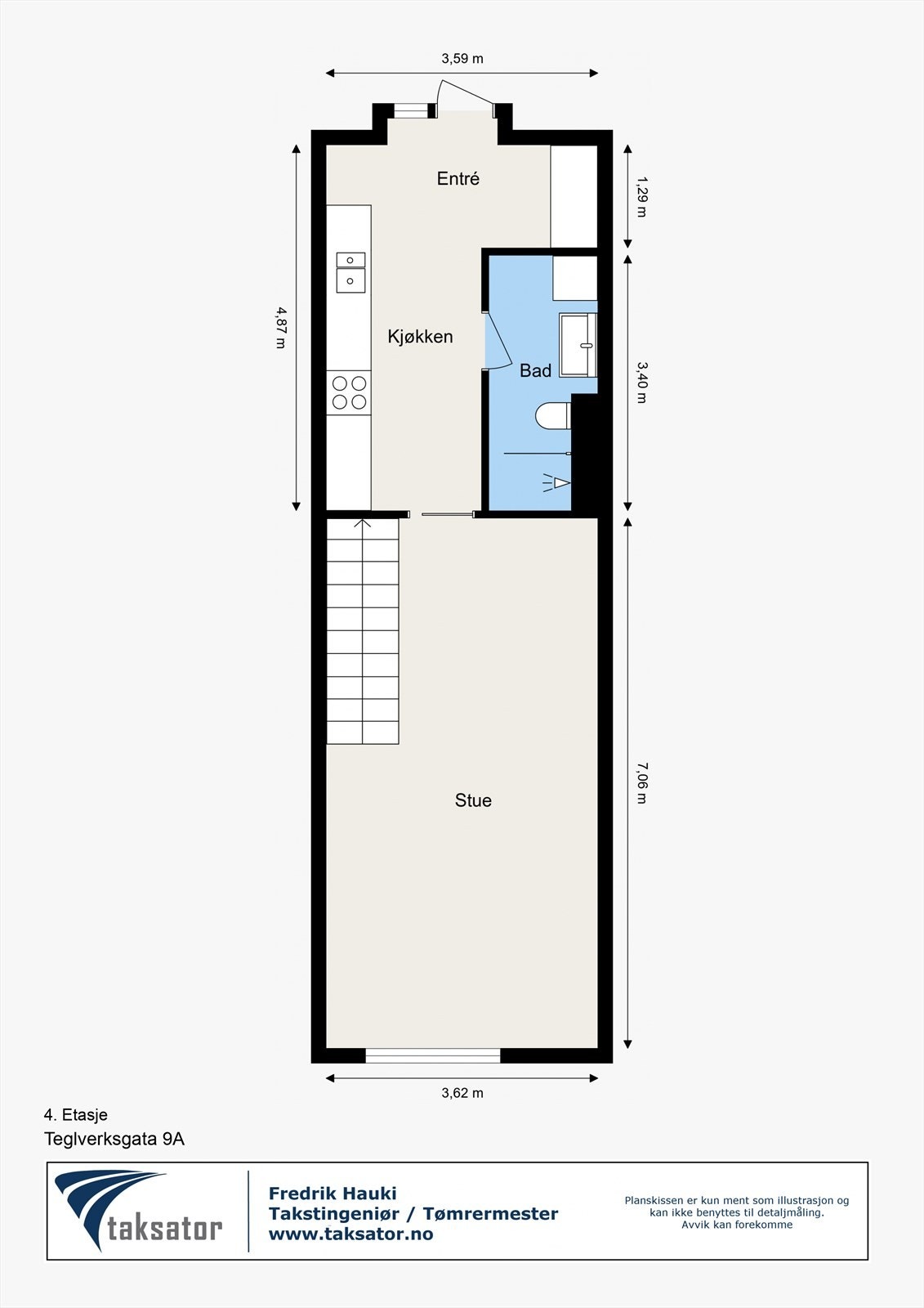 Teglverksgata 9A - 4. Etasje - 2D Floor Plan. Galleribilde