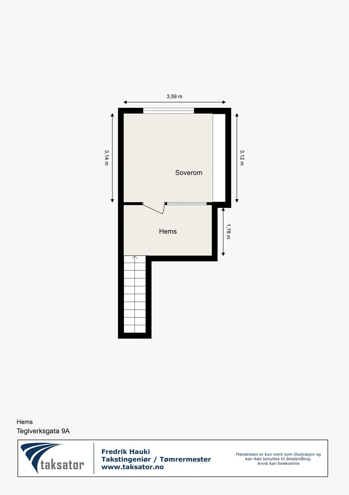 Teglverksgata 9A - Hems - 2D Floor Plan (1). Galleribilde