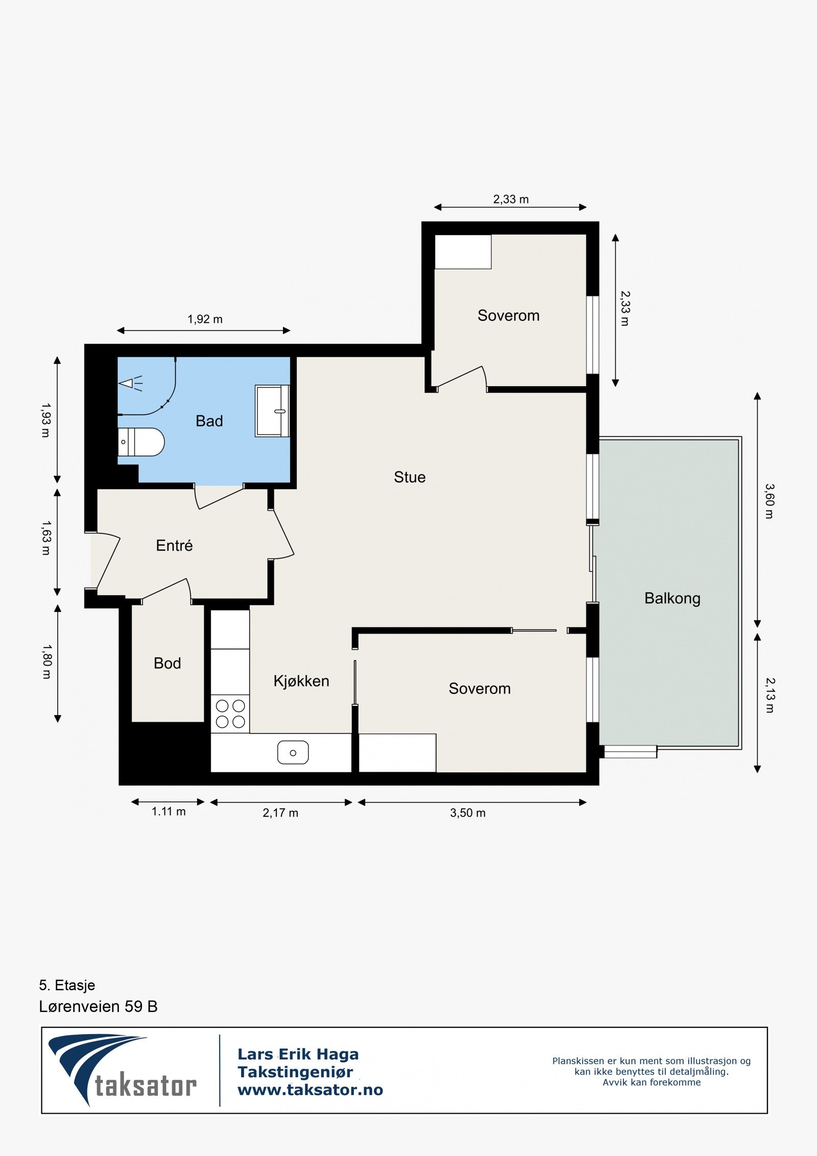 Plantegning - 5. etasje med heis. Galleribilde