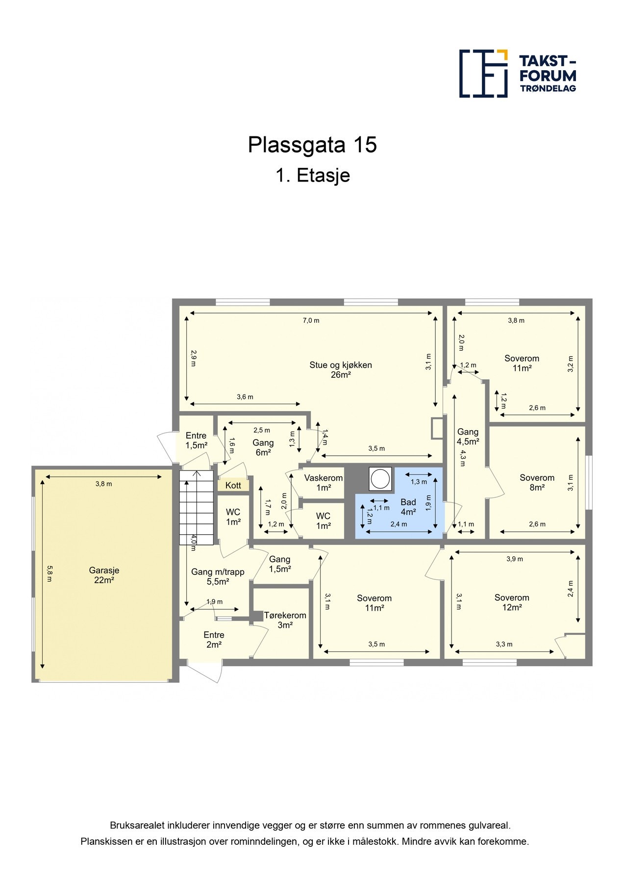 Plantegning 1. etasje Galleribilde