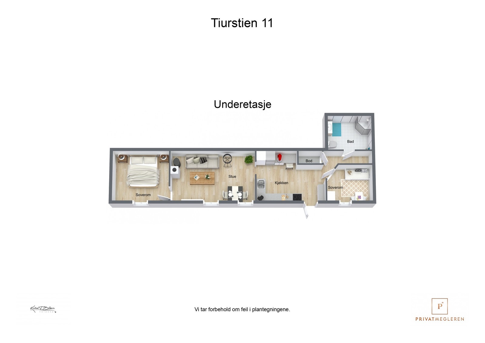 3 D plantegning underetasje Galleribilde