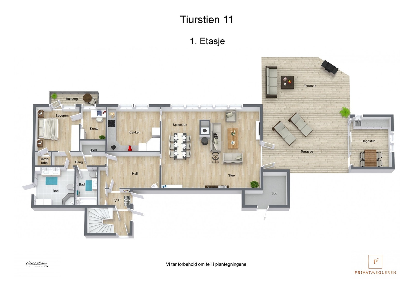 3 D plantegning hovedetasje Galleribilde