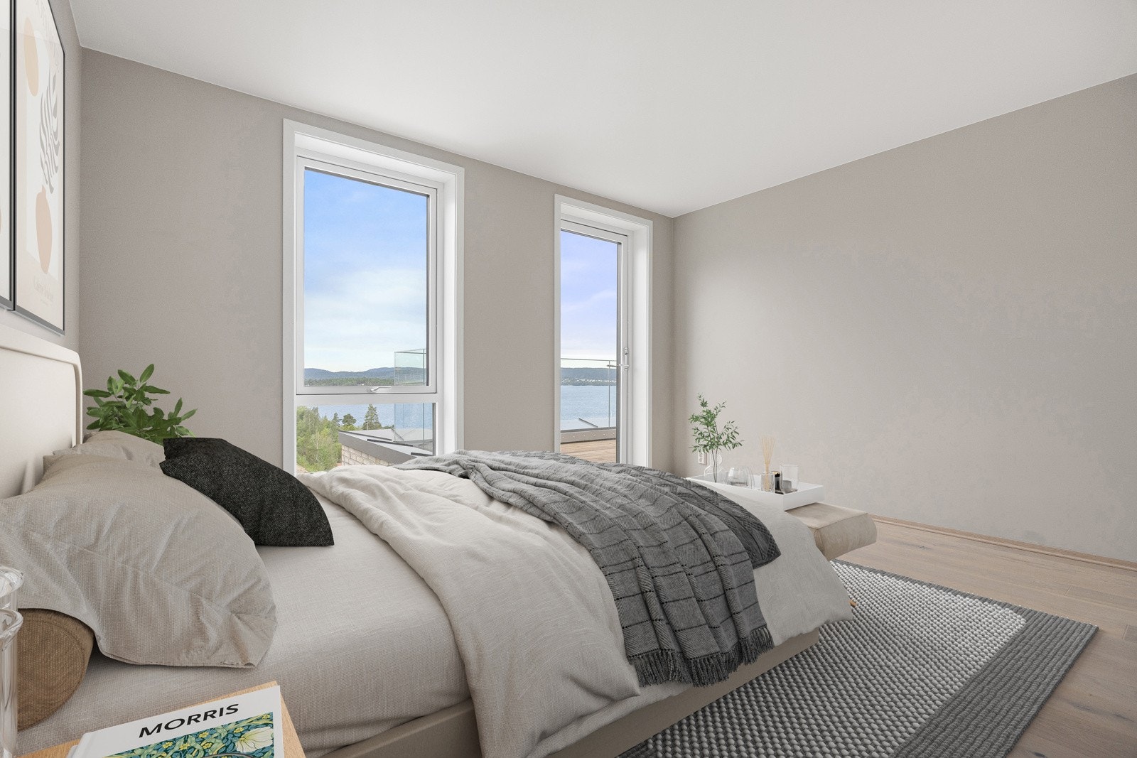 Leiligheten har to romslige soverom, hovedsoverommet har direkte utgang til terrasse. Galleribilde