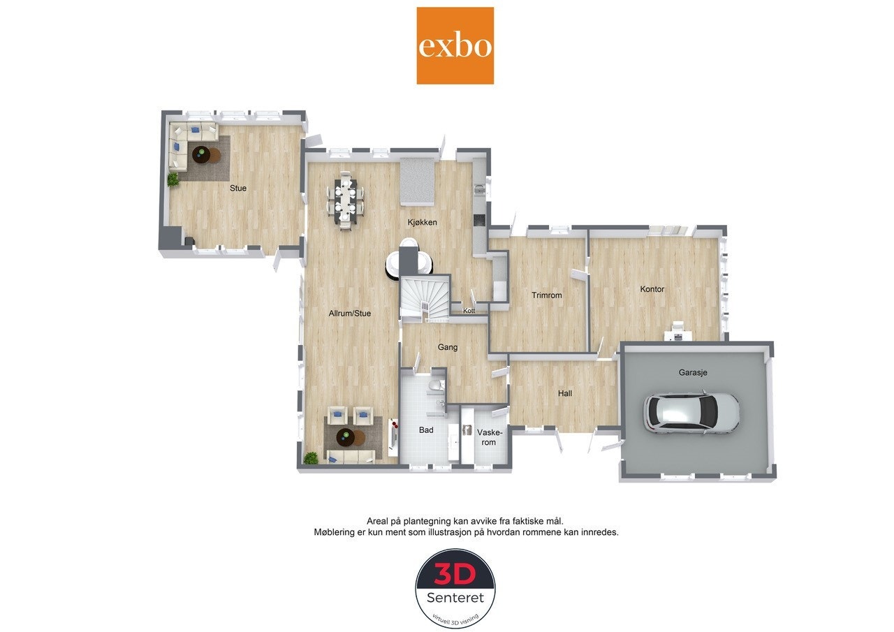 Plantegning hovedetasje. Galleribilde