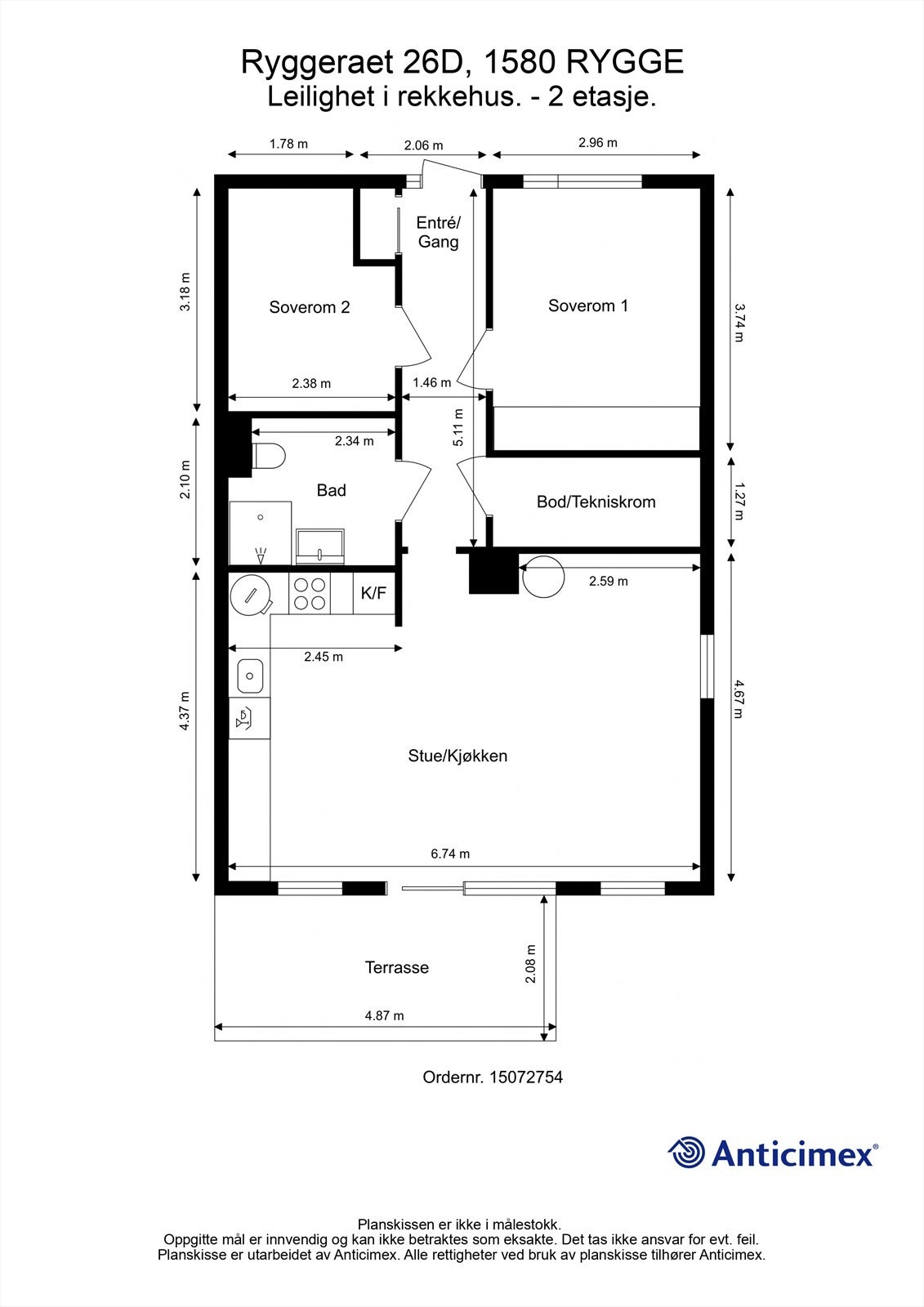 Utvendig bod på ca. 6 kvm. disponeres også av leiligheten. Galleribilde