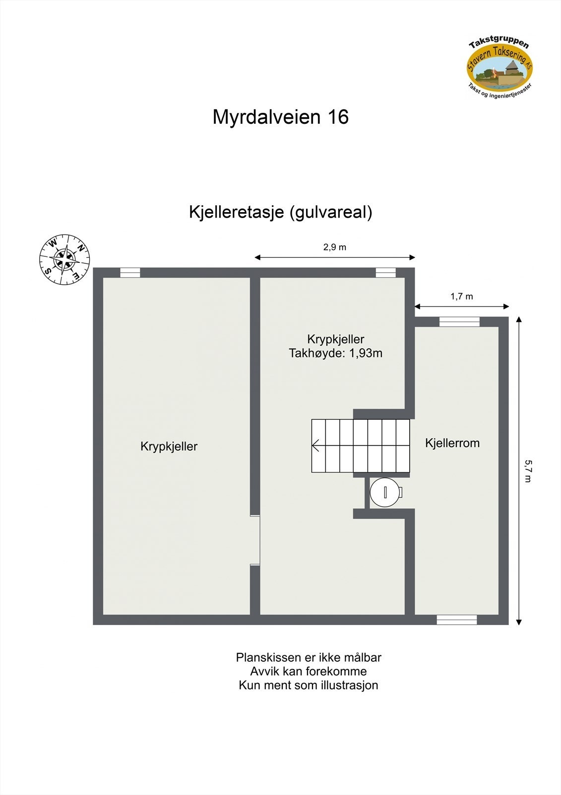 Målbarplanløsing - Kjeller med krypkjeller og ekstra oppbevaringsrom. Galleribilde