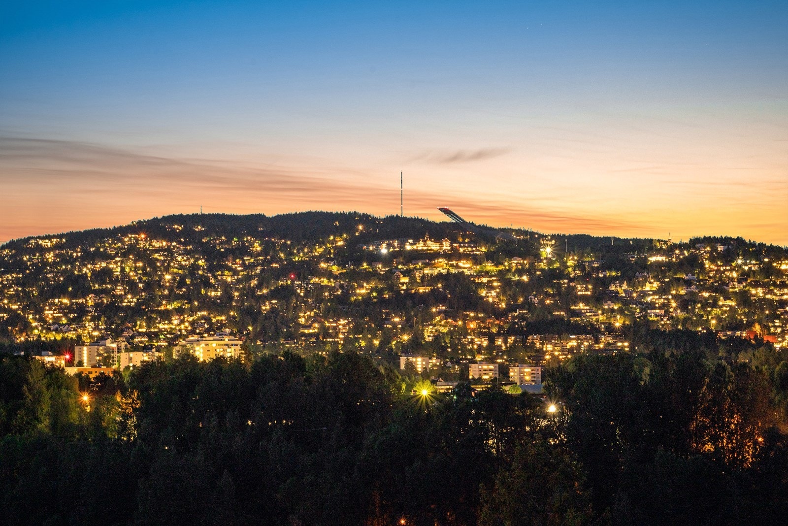 Kveldsutsikt mot Holmenkollen. Galleribilde