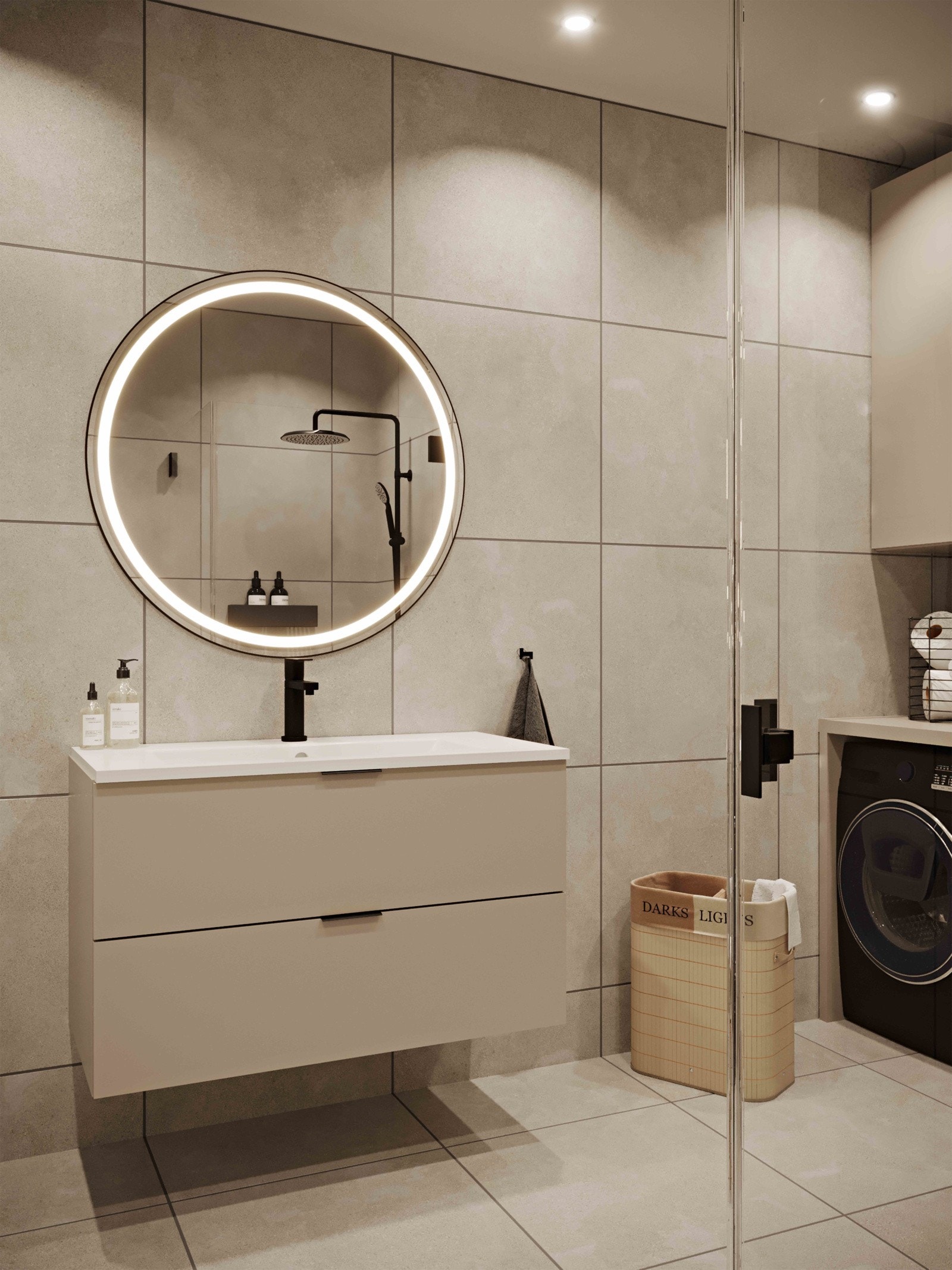 Illustrasjon bad en suite - Illustrasjonene kan vise tilvalg som ikke er endel av standard leveranse. Galleribilde